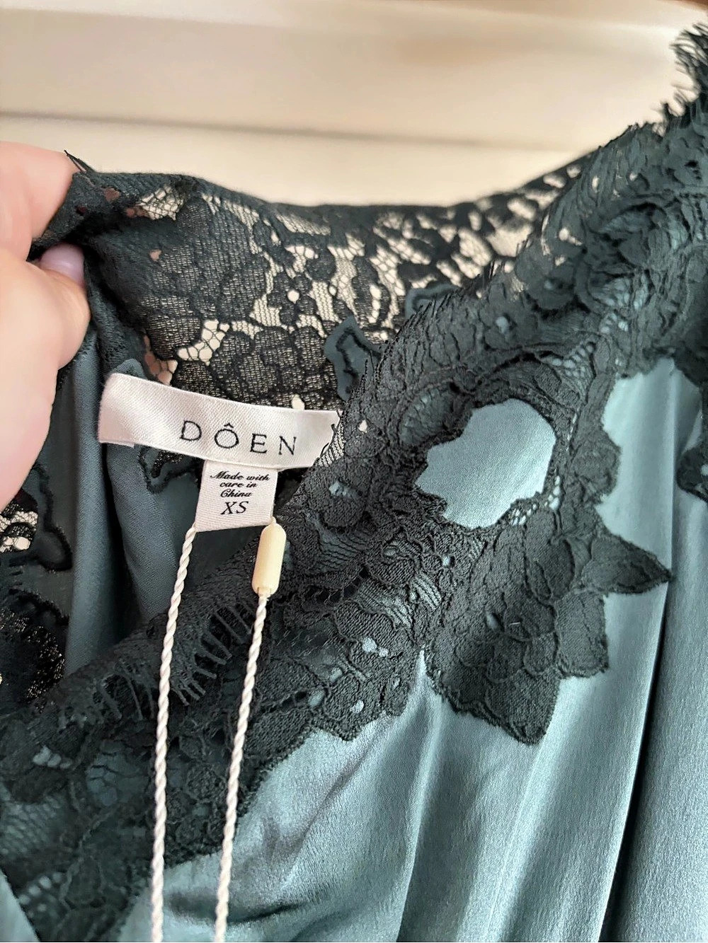 RARE Doen Fiona Dress Lace Trim Maxi Dress in Green Size XS - Picture 8 of 9